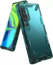 Чехол бампер для Xiaomi Mi Note 10 Ringke Fusion-X Turquoise Green (Бирюзовый Зеленый)