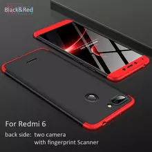 Чехол бампер для Xiaomi Redmi 6 GKK Dual Armor Black&Red (Черный&Красный)