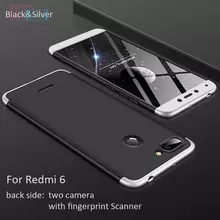Чехол бампер для Xiaomi Redmi 6 GKK Dual Armor Black&Silver (Черный&Серебристый)