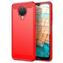 Чехол бампер для Motorola Moto G10 iPaky Carbon Fiber Red (Красный)