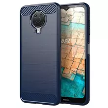 Чехол бампер для Motorola Moto G20 iPaky Carbon Fiber Blue (Синий)
