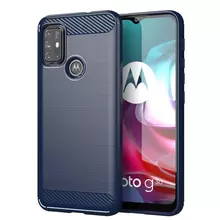 Чехол бампер для Motorola Moto G30 Ipaky Carbon Fiber Blue (Синий)