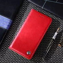 Чехол книжка для Xiaomi Redmi Note 9T idools Retro Red (Красный)