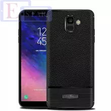Чехол бампер для Samsung Galaxy A6 2018 idools Leather Fit Black (Черный)