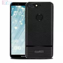 Чехол бампер для Huawei Y6 Prime 2018 idools Leather Fit Black (Черный)