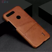 Чехол бампер для Huawei Honor V20 Imak Leather Fit Card Slot Brown (Коричневый слот для карт)