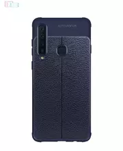 Чехол бампер для Samsung Galaxy A9 2018 Imak TPU Leather Pattern Blue (Синий)