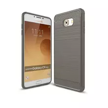 Чехол бампер для Samsung Galaxy C9 Pro iPaky Carbon Fiber Gray (Серый)