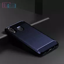 Чехол бампер для Samsung Galaxy A30 iPaky Carbon Fiber Blue (Синий)