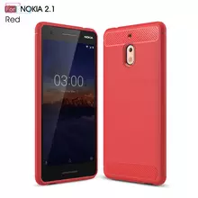Чехол бампер для Nokia 2.1 iPaky Carbon Fiber Red (Красный)