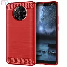Чехол бампер для Nokia 9 PureView iPaky Carbon Fiber Red (Красный)