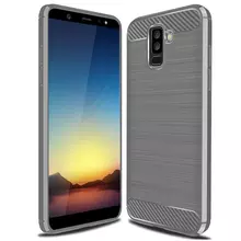 Чехол бампер для Samsung Galaxy A6 Plus 2018 iPaky Carbon Fiber Gray (Серый)