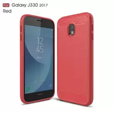 Чехол бампер для Samsung Galaxy J3 2017 iPaky Carbon Fiber Red (Красный)