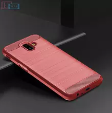 Чехол бампер для Samsung Galaxy J6 Prime iPaky Carbon Fiber Red (Красный)