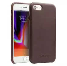 Чехол бампер для iPhone 8 Plus Qialino Leather Back Case with Metal Buttons Dark Brown (Темно Коричневый)