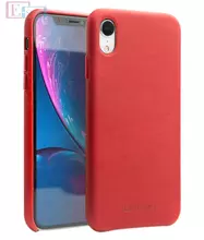 Чехол бампер для iPhone Xr Qialino Leather Back Case with Metal Buttons Red (Красный)