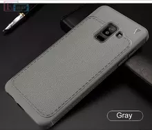 Чехол бампер для Samsung Galaxy A6 Plus 2018 Lenuo Leather Fit Gray (Серый)
