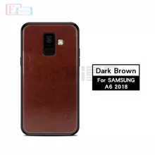 Чехол бампер для Samsung Galaxy A6 Plus 2018 Mofi Leather Bumper Dark Brown (Темно Коричневый)