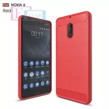 Чехол бампер для Nokia 6 iPaky Carbon Fiber Red (Красный)