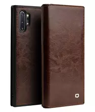 Чехол книжка для Samsung Galaxy Note 10 Plus Qialino Business Classic Leather Wallet Dark Brown (Темно Коричневый)