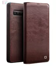 Чехол книжка для Samsung Galaxy S10 Qialino Classic Leather Magnetic Brown (Коричневый)