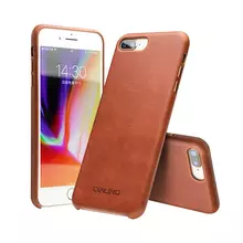Чехол бампер для iPhone 7 Plus Qialino Leather Back Case with Metal Buttons Light Brown (Светло Коричневый)