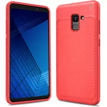 Чехол бампер для Samsung Galaxy A8 Plus 2018 A730F Lenuo Leather Fit Red (Красный)