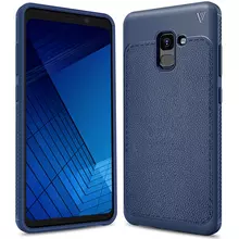 Чехол бампер для Samsung Galaxy A8 2018 A530F Lenuo Leather Fit Blue (Синий)