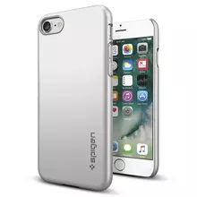 Чехол бампер для iPhone SE 2020 Spigen Thin Fit Satin Silver (Атласное Серебро)
