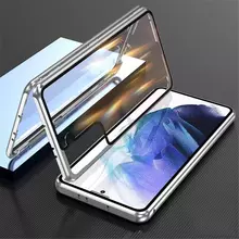 Чехол бампер для Samsung Galaxy S21 FE Anomaly Magnetic 360 With Glass Silver (Серебристый)