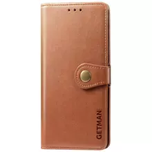 Кожаный чехол книжка GETMAN Gallant (PU) для Xiaomi Redmi Note 10 / Note 10s Коричневый