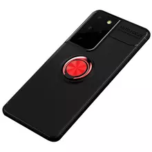 TPU чехол Deen ColorRing под магнитный держатель (opp) для Samsung Galaxy S21 Ultra Черный / Красный