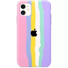 Чехол Silicone case Full Rainbow для Apple iPhone 11 (6.1"") Розовый / Сиреневый