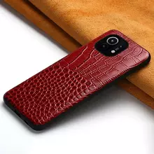 Чехол бампер для Xiaomi Mi 11 Lite / 11 Lite 5G NE Anomaly Crocodile Style Red (Красный)