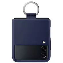 Оригинальный чехол бампер для Samsung Galaxy Flip 3 Samsung Silicone Cover with Ring Dark Blue (Темно Синий) EF-PF711TNEGRU