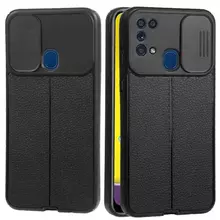 Чехол бампер для Samsung Galaxy M21 Anomaly Leather Fit Pro (Шторка На Камеру) Black (Черный)
