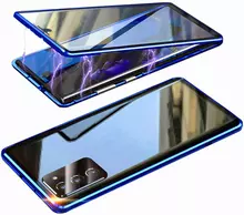 Противоударный чехол бампер для Xiaomi Poco X4 NFC Anomaly Magnetic 360 With Glass Blue (Синий) 