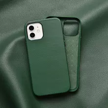Чехол бампер для iPhone 12 / iPhone 12 Pro WiWU Calfskin Leather Case Green (Зеленый) 
