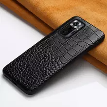 Кожаный чехол бампер для Xiaomi Poco X4 NFC Anomaly Crocodile Style Black (Черный) 