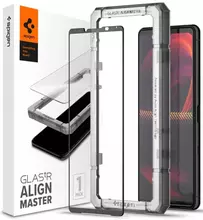 Защитное стекло для Sony Xperia 5 III Spigen ALM GLASS FC (с трафаретом для поклейки) Black (Черный) AGL03406