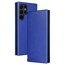 Чехол книжка для Samsung Galaxy S22 Ultra Anomaly Carbon Book Blue (Синий) 
