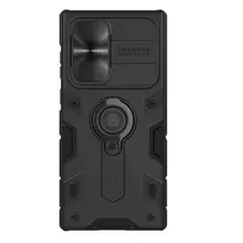 Противоударный чехол бампер для Samsung Galaxy S22 Ultra Nillkin CamShield Armor (шторка на камеру) Black (Черный) 6902048235472