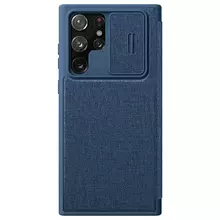 Чехол книжка для Samsung Galaxy S22 Ultra Nillkin Qin Pro (cloth) Blue (Синий) 6902048240322