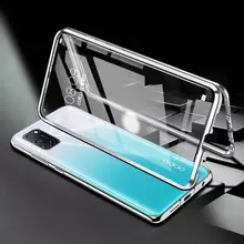 Противоударный чехол бампер для Vivo X60 Anomaly Magnetic 360 With Glass Silver (Серебристый) 
