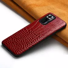 Кожаный чехол бампер для Xiaomi Poco M4 Pro Anomaly Crocodile Style Red (Красный)