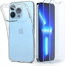 Оригинальный чехол бампер для iPhone 14 Pro Max Spigen Crystal Pack (чехол + стекло) Crystal Clear (Прозрачный) 