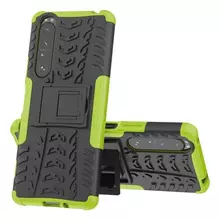 Противоударный чехол бампер для Sony Xperia 1 III Nevellya Case (встроенная подставка) Green (Зеленый) 