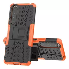 Противоударный чехол бампер для Sony Xperia 1 III Nevellya Case (встроенная подставка) Orange (Оранжевый) 