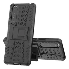 Противоударный чехол бампер для Sony Xperia 1 III Nevellya Case (встроенная подставка) Black (Черный) 