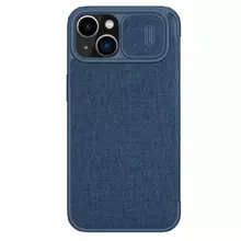 Чехол книжка для iPhone 14 Plus Nillkin Qin Pro (cloth) Blue (Синий)
